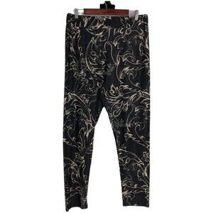 Relevate Designs Black & tan Baroque Abstract Pattern Leggings Stretchy size 1x